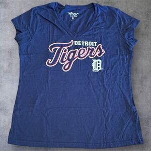 Detroit Tigers Women's XL Navy V-Neck T-Shirt G-III 4Her‎ MLB Fan Tee